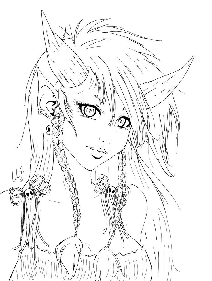 Demon Coloring Pages for Adults | Image detail for -Demon Girl ...