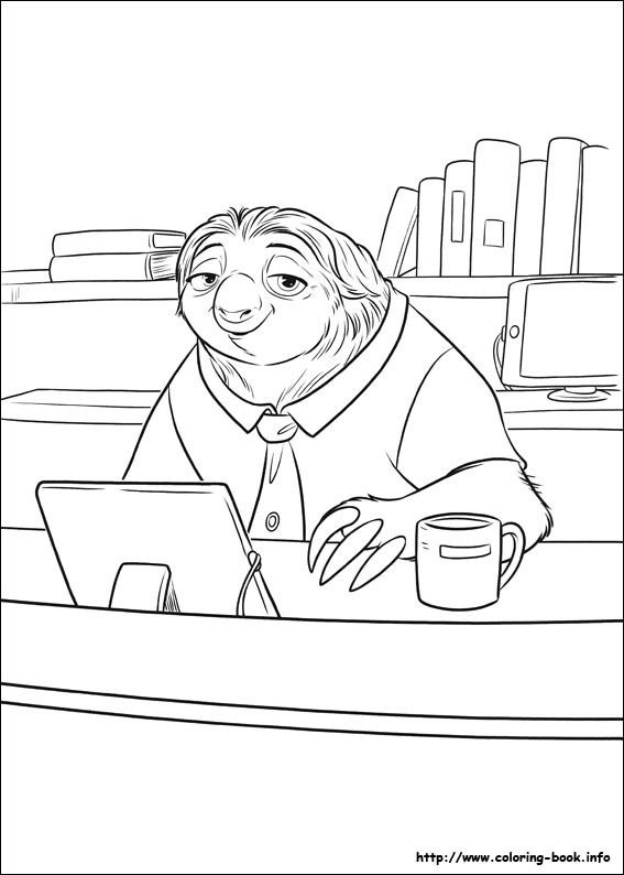 Sloth Zootopia Coloring Page - Clip Art Library