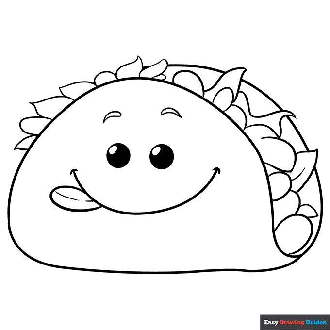 Funny Taco Coloring Page | Easy Drawing Guides