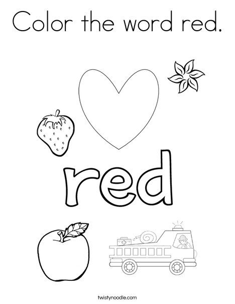 Color the word red Coloring Page | Color red activities, Color words  printable, Preschool colors