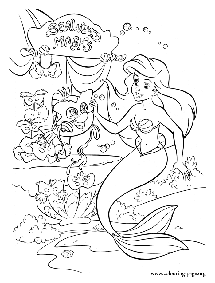 The Little Mermaid - Ariel and Flounder having fun with seaweed ...