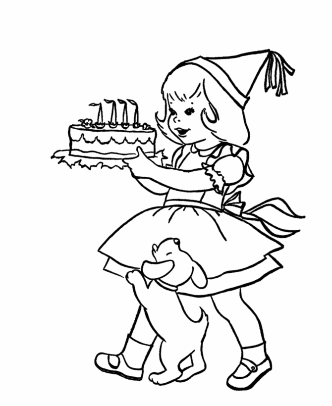 Birthday Coloring Pages | Free Birthday cake party Coloring 