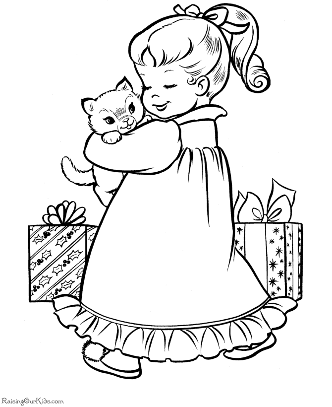 Christmas coloring pages - Christmas kitten!
