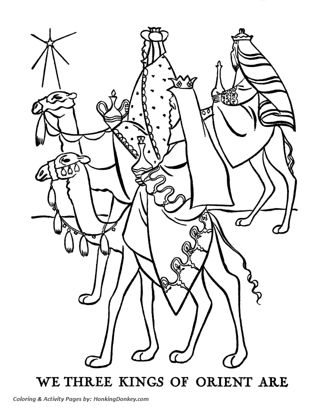 Religious Christmas Bible Coloring Pages - Three Wise Men Coloring 