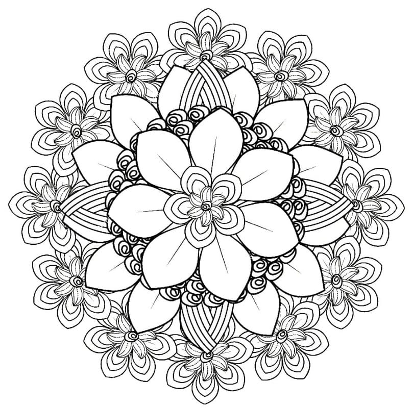Flowers Mandala Coloring Page - Free Printable Coloring Pages for Kids