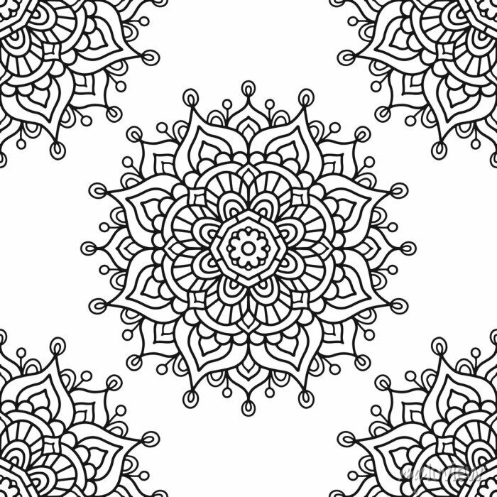 Mandala. coloring page. vector seamless pattern with ethnic tribal canvas  prints for the wall • canvas prints dot, template, old | myloview.com