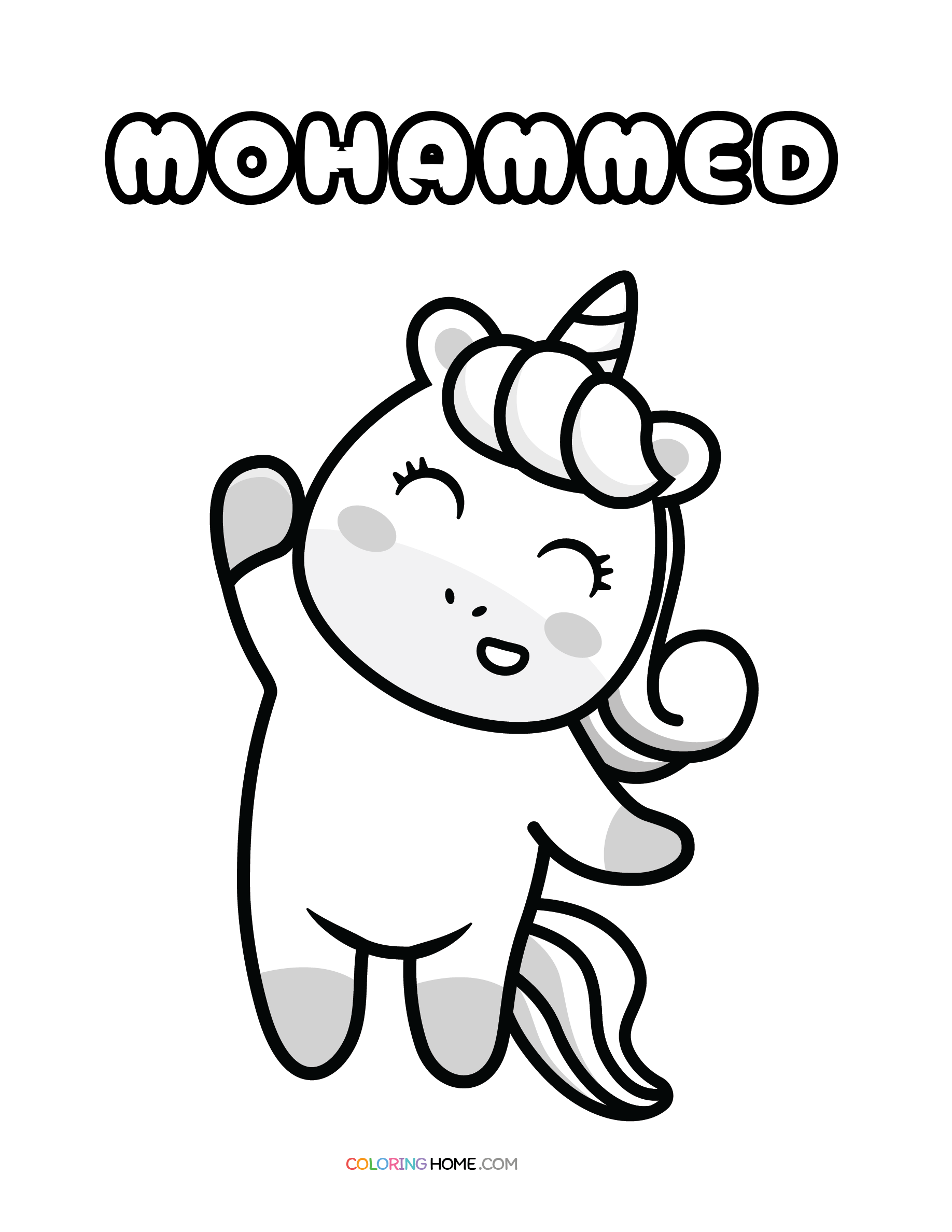 Mohammed unicorn coloring page