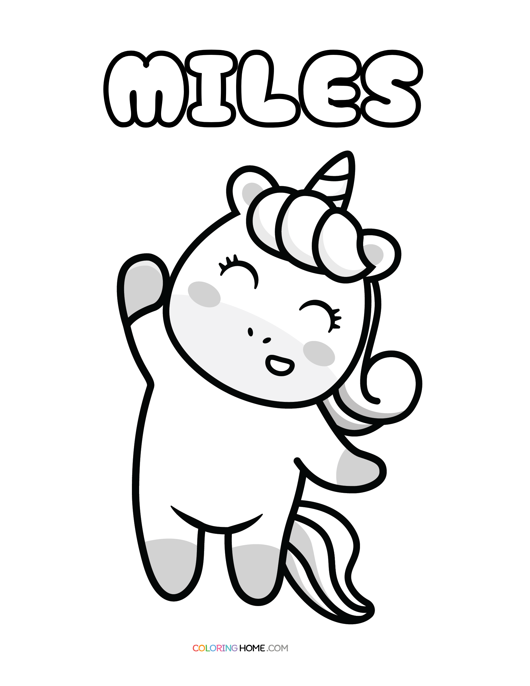Miles unicorn coloring page