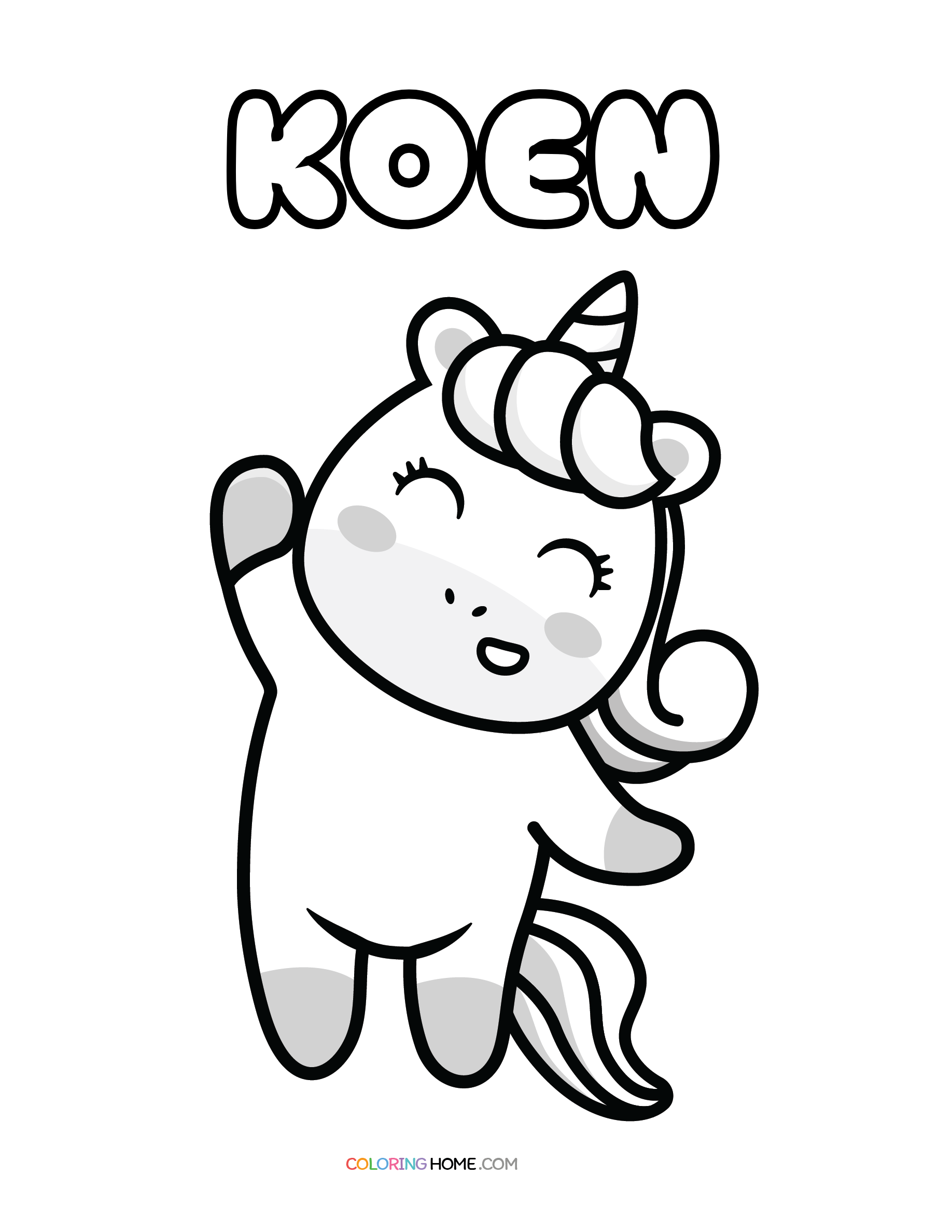 Koen unicorn coloring page