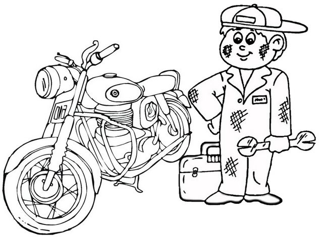 fun motorcycle mechanic coloring page for child | Coloring pages, Fun,  Mechanic
