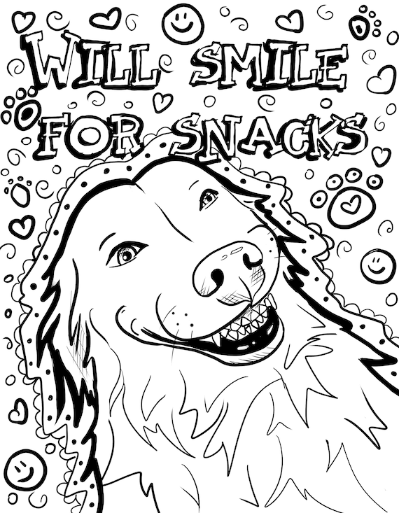 Cool Funny Dog Coloring Page Adult Coloring Book My Favorite - Etsy