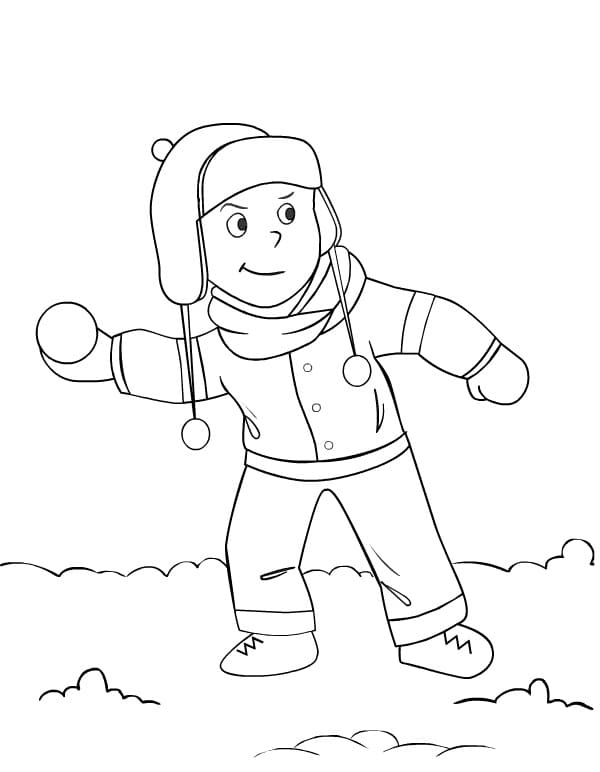 A Boy in Snowball Fight Coloring Page - Free Printable Coloring Pages for  Kids