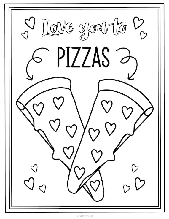 Valentines Pizza Coloring Page - Etsy