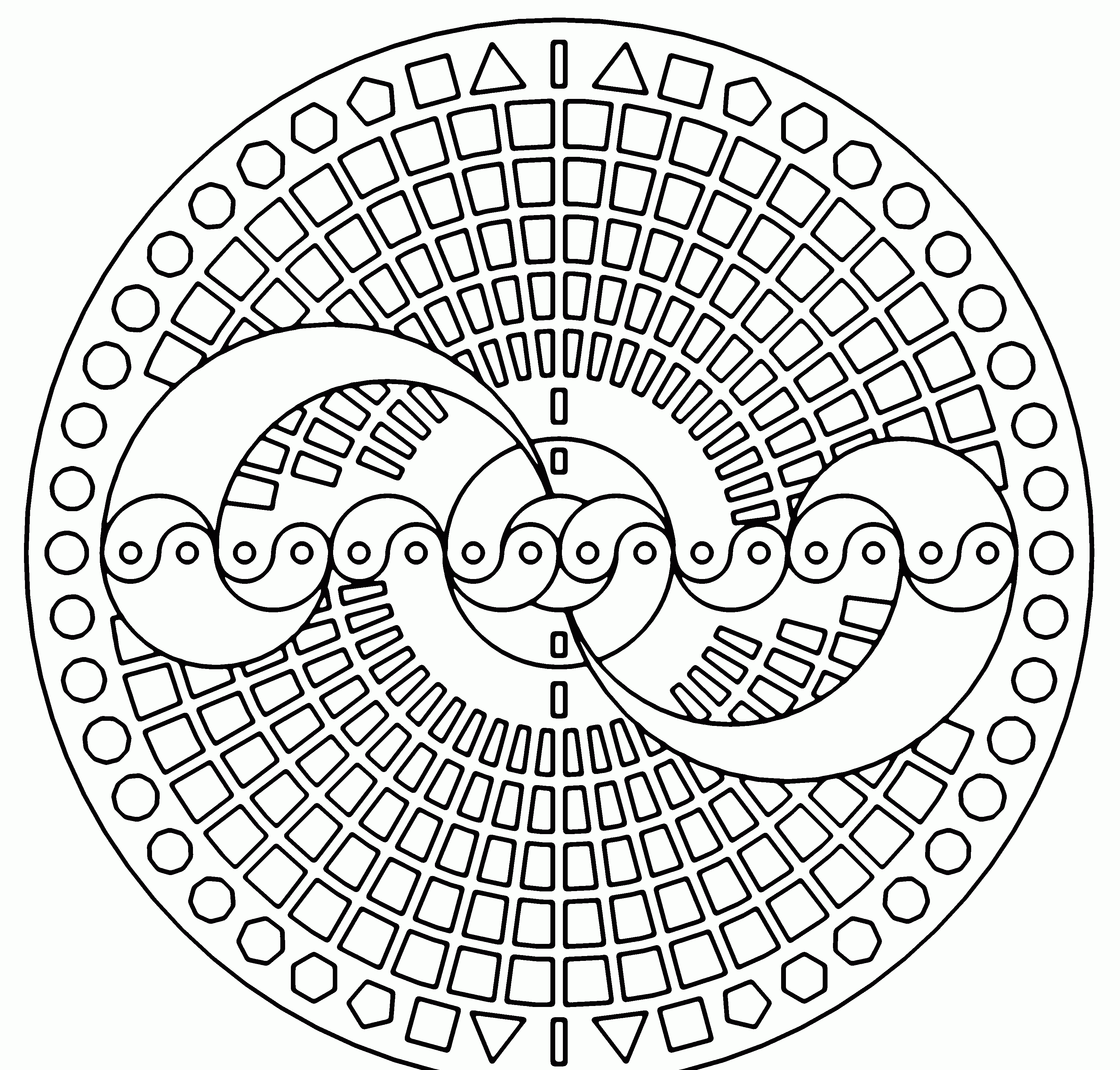 Geometric Coloring Page - Coloring Pages for Kids and for Adults