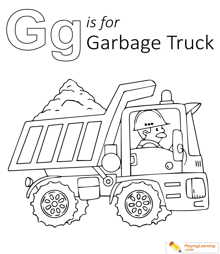 G Is For Garbage Truck Coloring Page 02 | Free G Is For Garbage Truck Coloring  Page