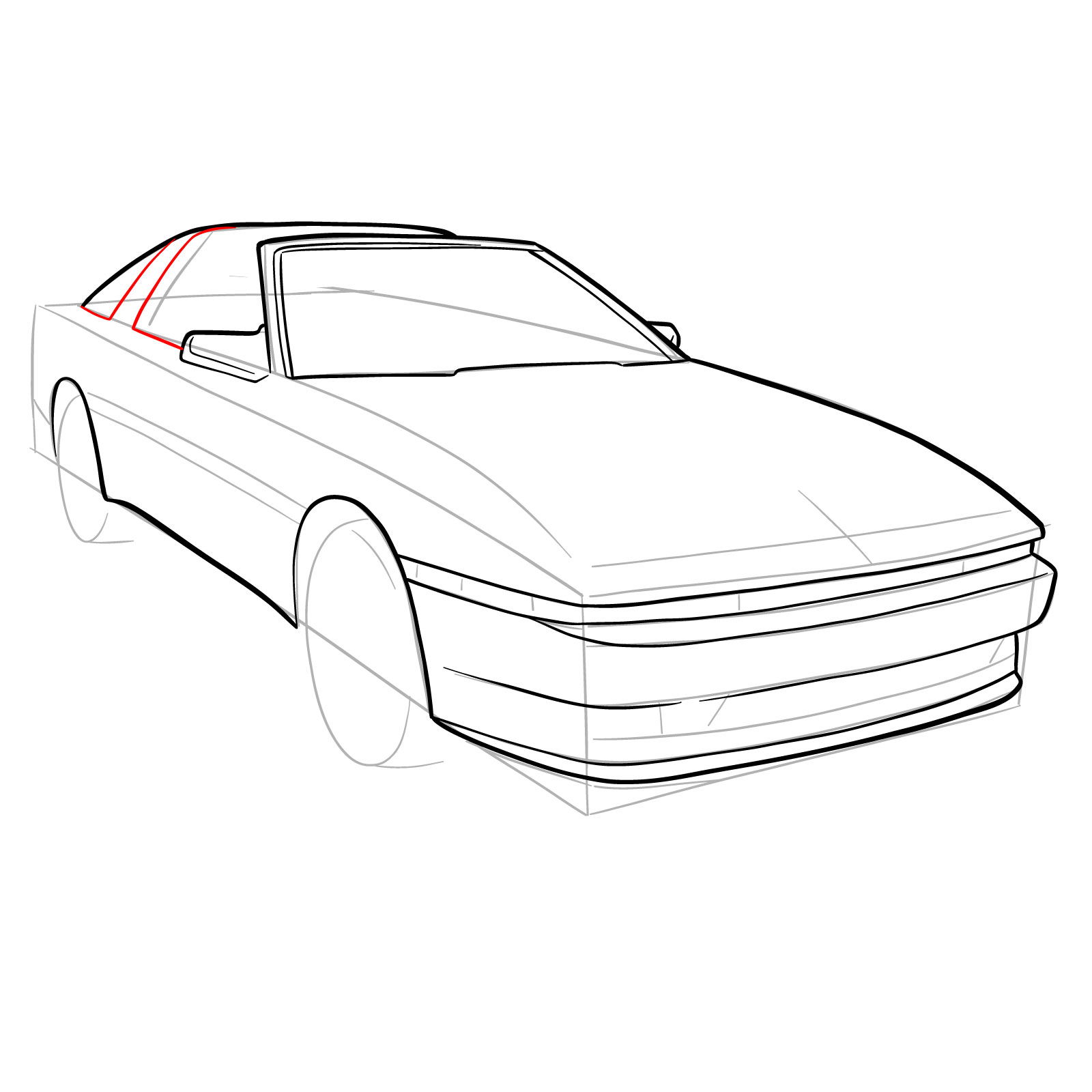 How to draw a 1988 Toyota Supra Turbo MK 3 - SketchOk