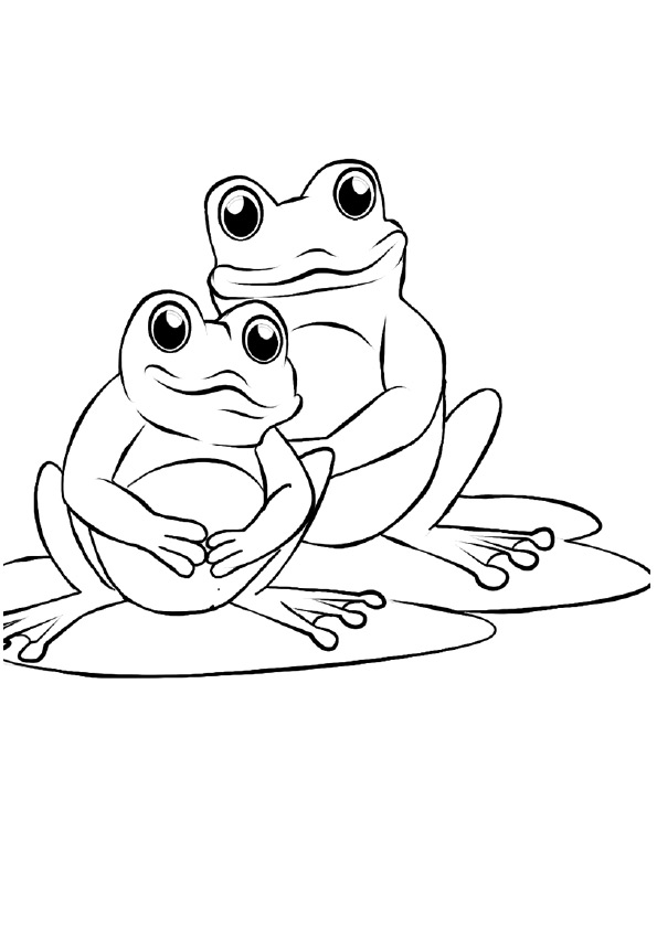Mother And Baby Frog Coloring Page - Free Printable Coloring Pages for Kids