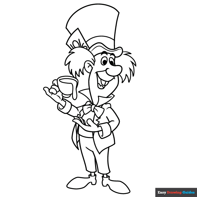 Mad Hatter from Alice in Wonderland - Easy Drawing Guides
