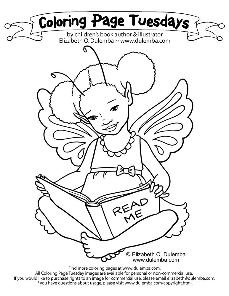 dulemba: Coloring Page Tuesday - Another Reading Fairy!