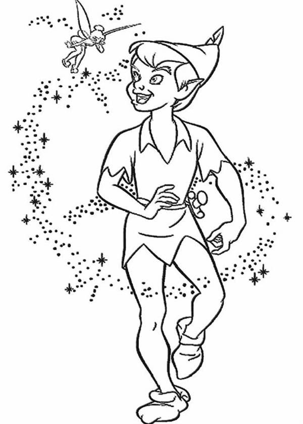 Disney Tinkerbell Flying Around Peter Pan Coloring Page: Disney ...