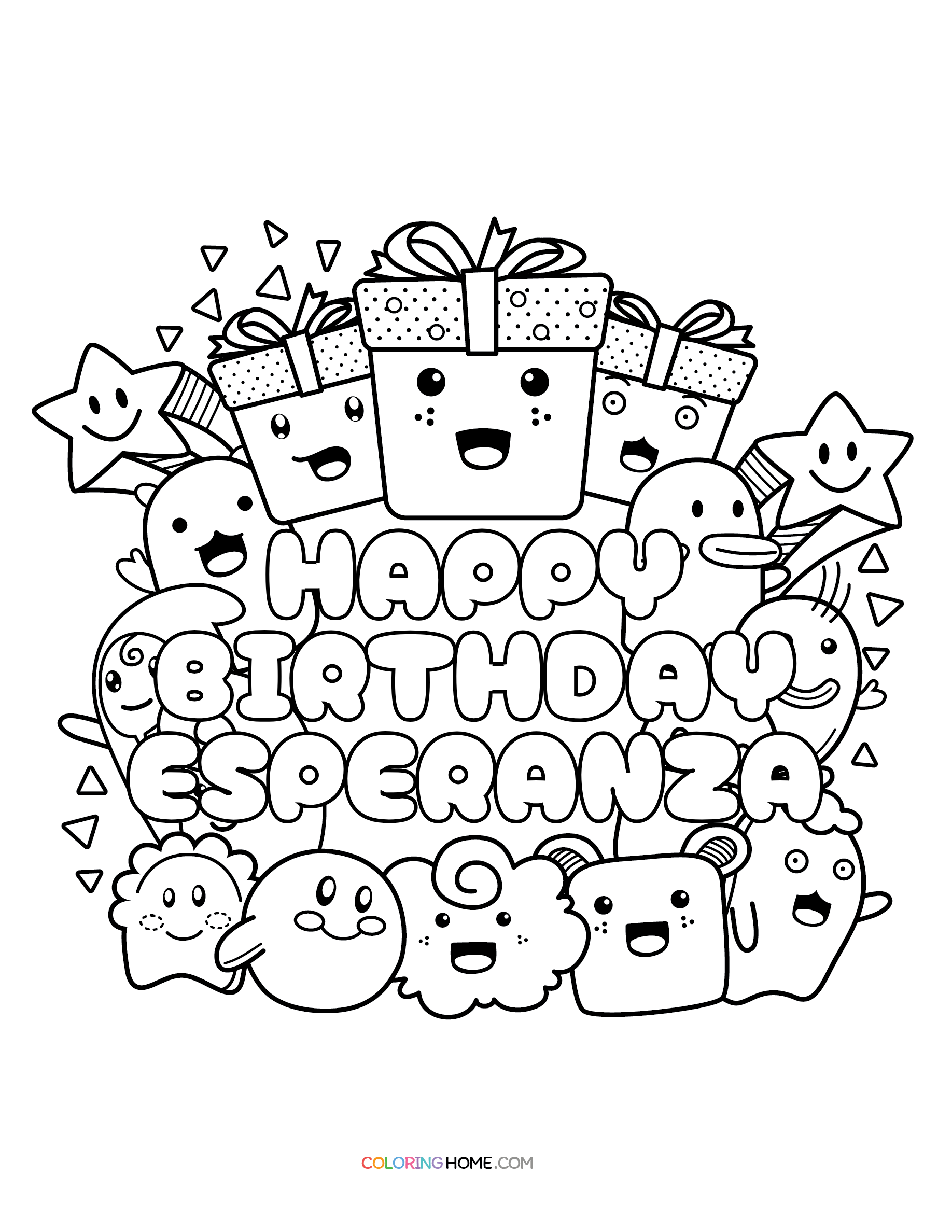 Happy Birthday Esperanza coloring page
