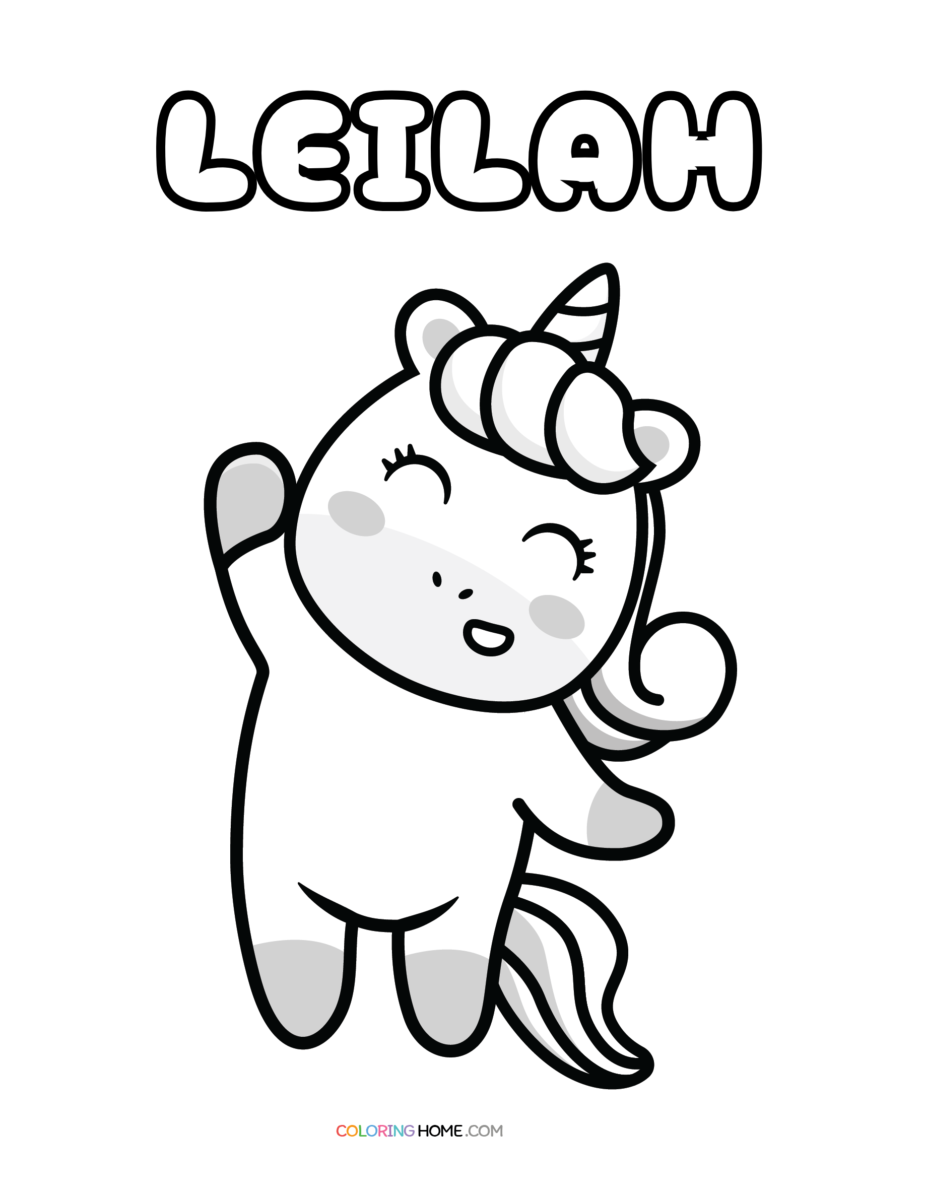 Leilah unicorn coloring page