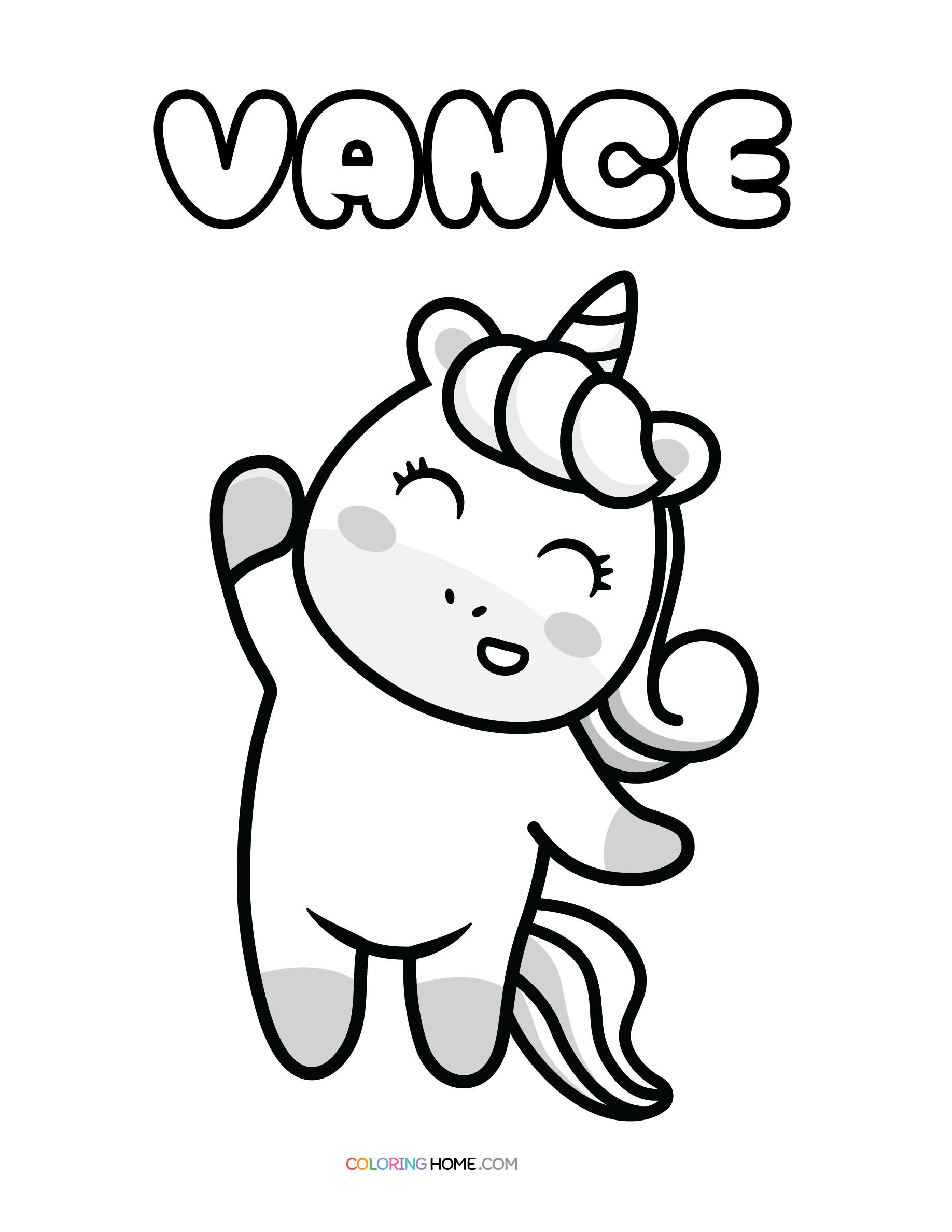Vance unicorn coloring page