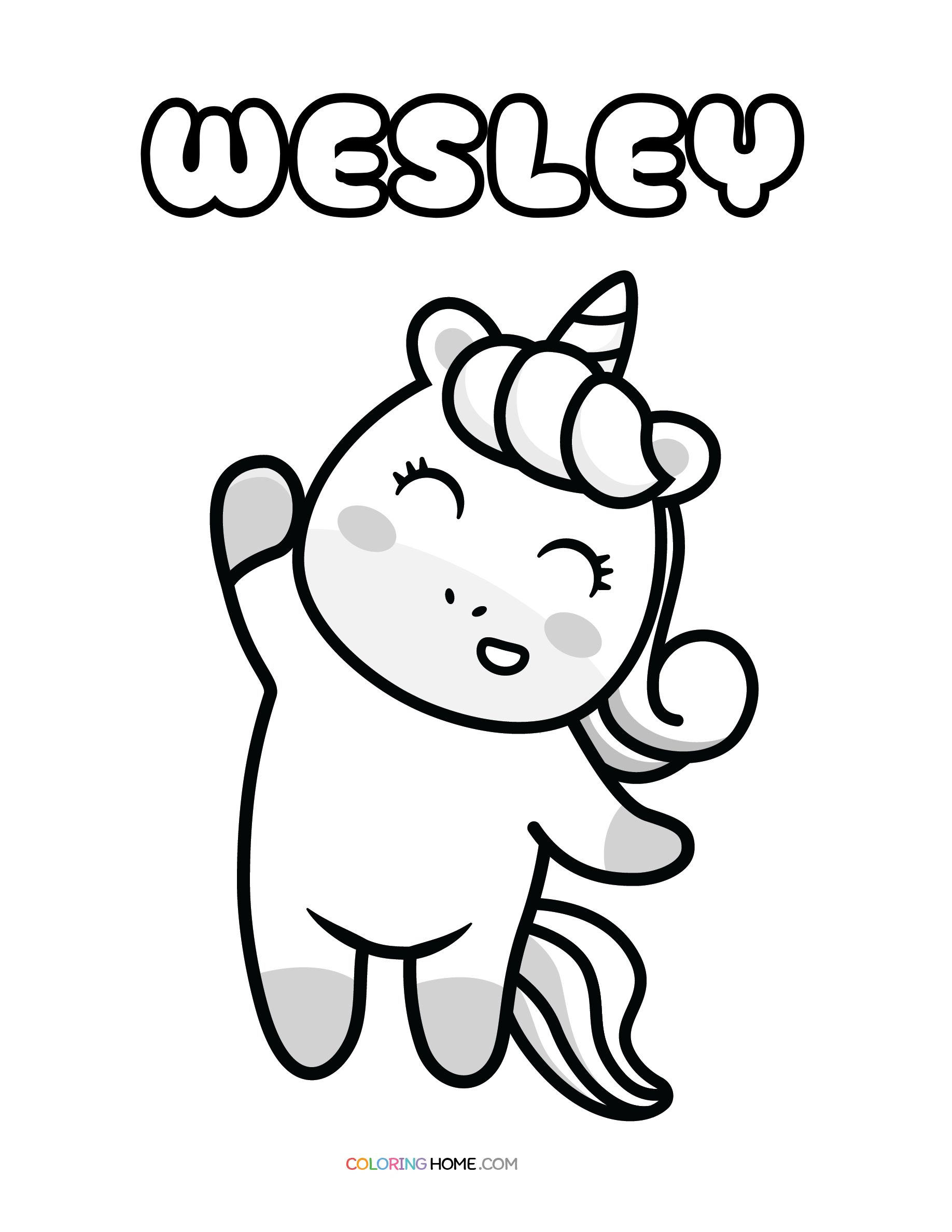 Wesley unicorn coloring page