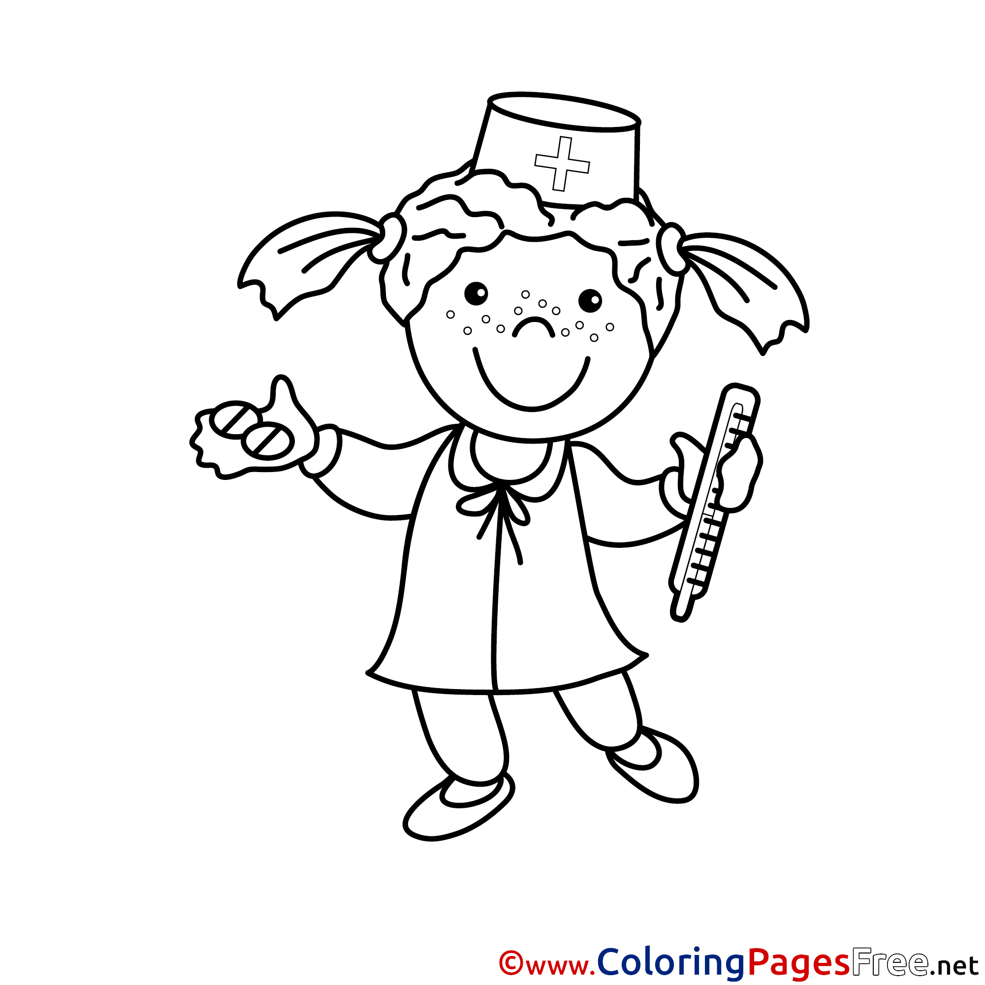 Nurse with Thermometer for Children free Coloring Pages