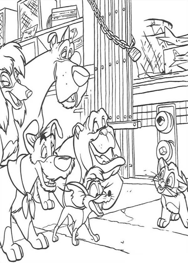Oliver Tell His Plan in Oliver and Company Coloring Pages | Bulk Color