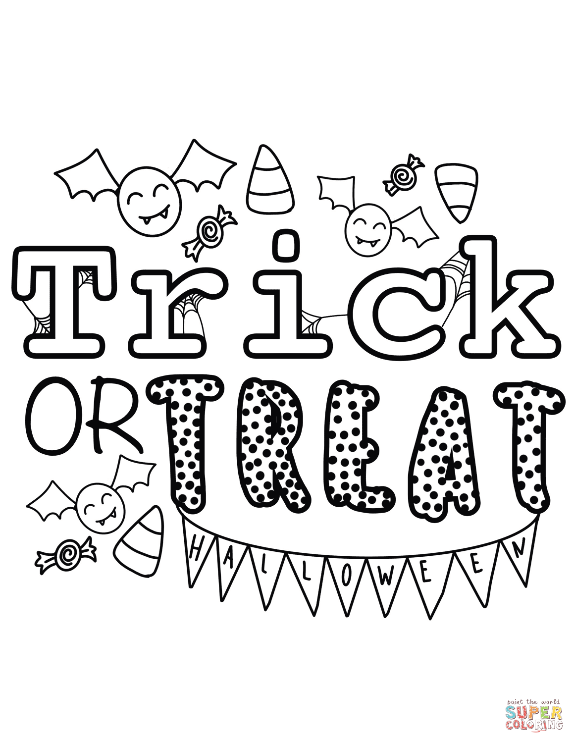 Trick-or-treating coloring page | Free Printable Coloring Pages