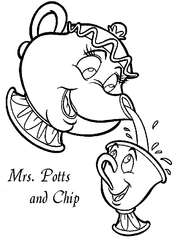 Image result for mrs potts and chip coloring page | Disney coloring pages,  Disney coloring pages printables, Cartoon coloring pages