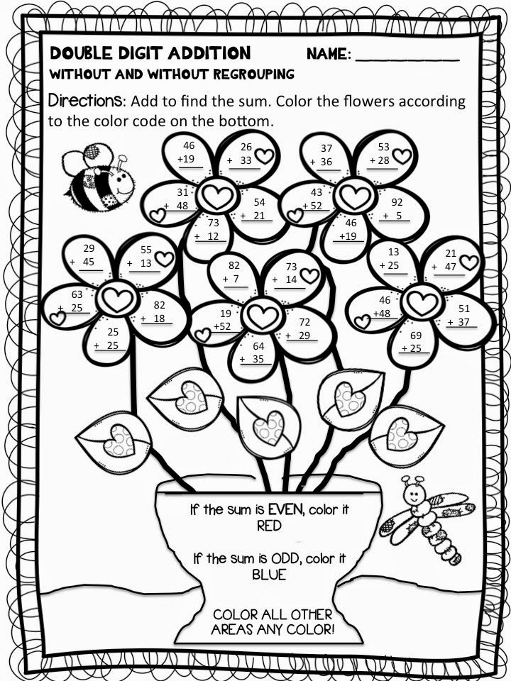 Double Digit Addition Coloring Pages | Addition coloring worksheet, Math  coloring worksheets, Color worksheets