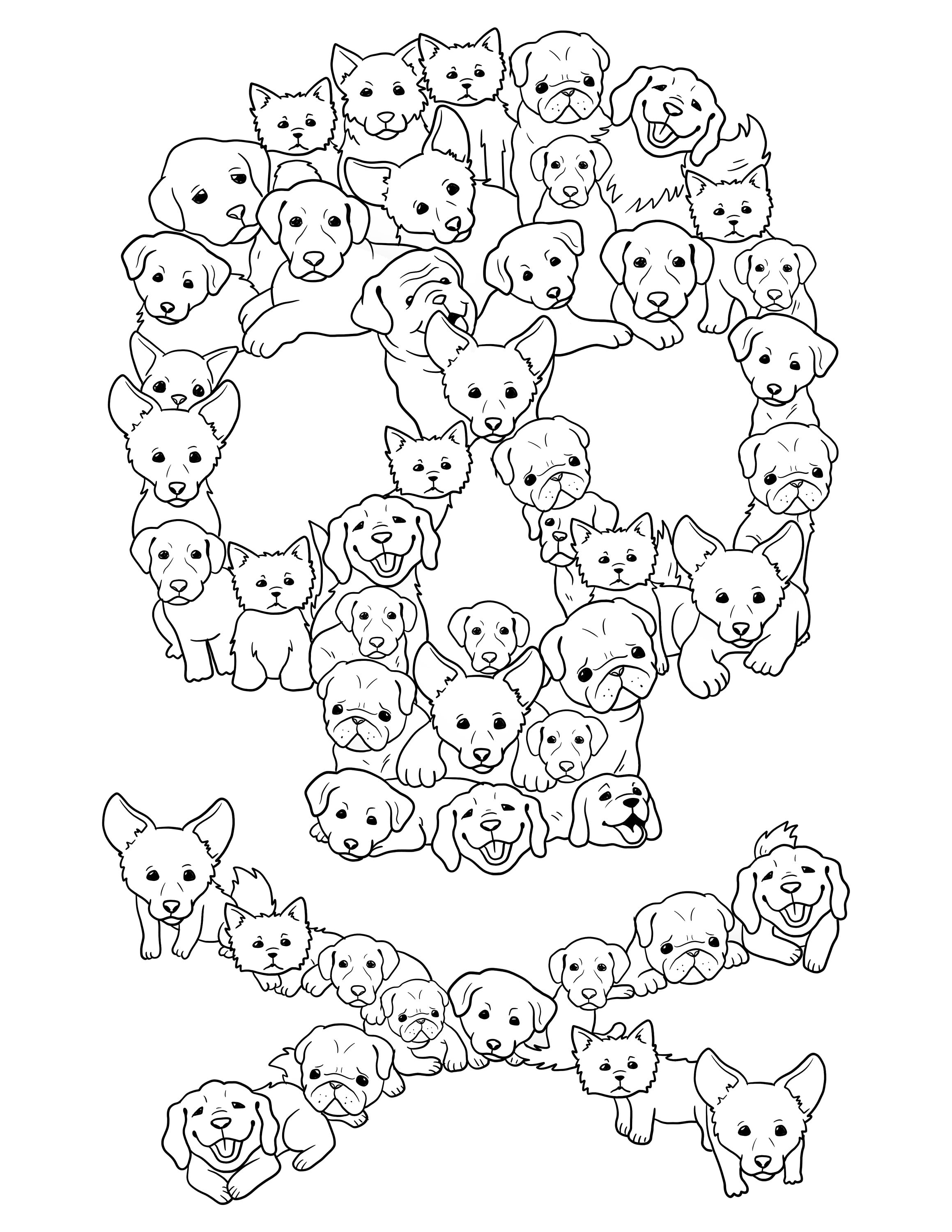 Printable Skull of Dogs Coloring Page / Funny Halloween Dogs / - Etsy