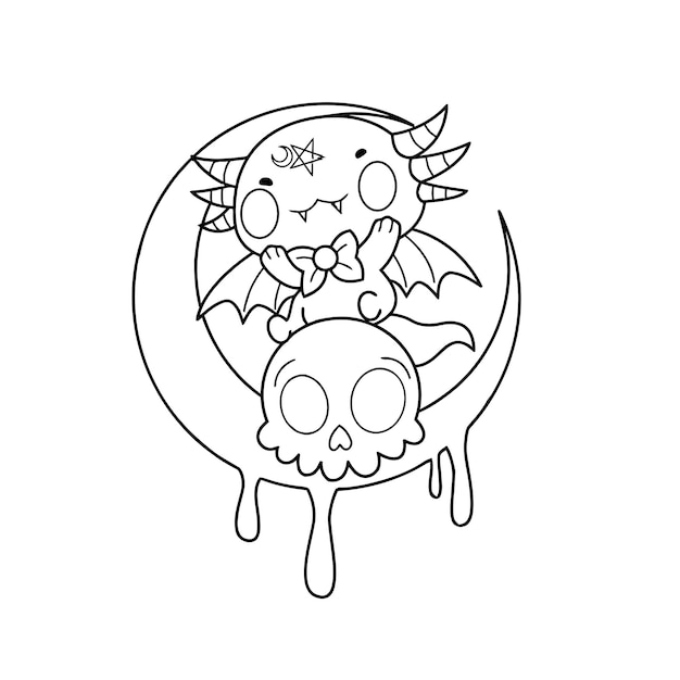 Pastel Goth Coloring Page Creepy Kawaii ...