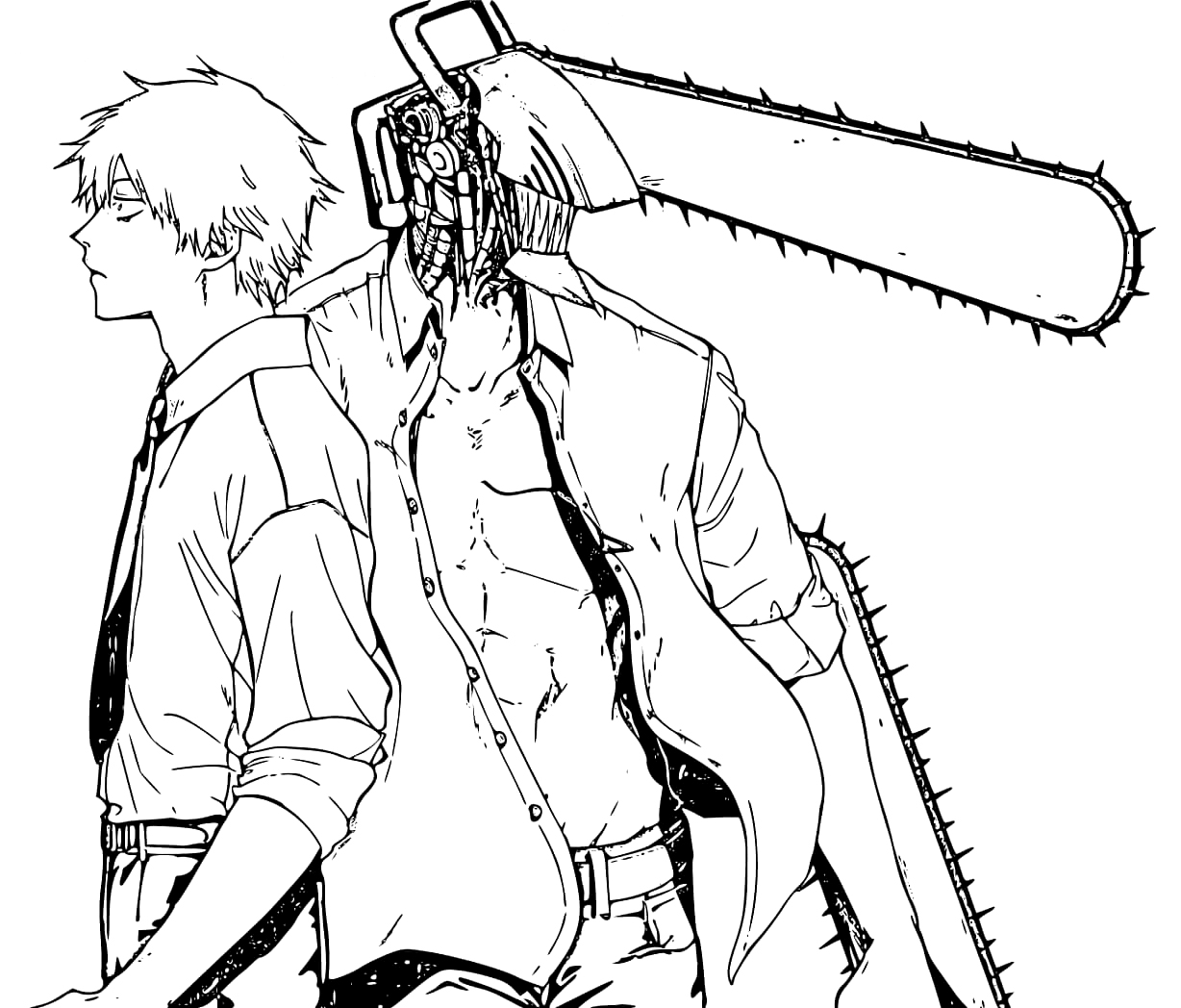 Denji Chainsaw Man Coloring Page - Anime Coloring Pages