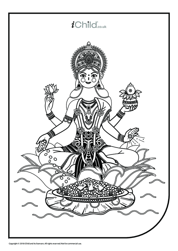 Mother Goddess Durga Colouring in Picture - iChild