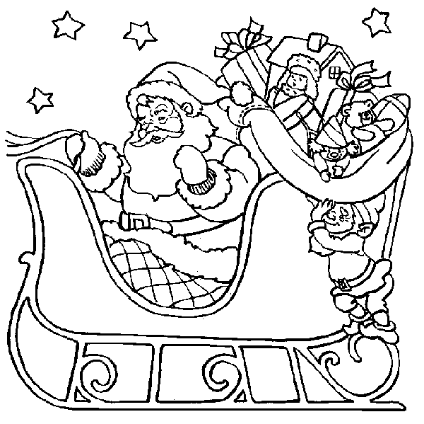 Christmas Santa Sleigh Coloring Pages free image download