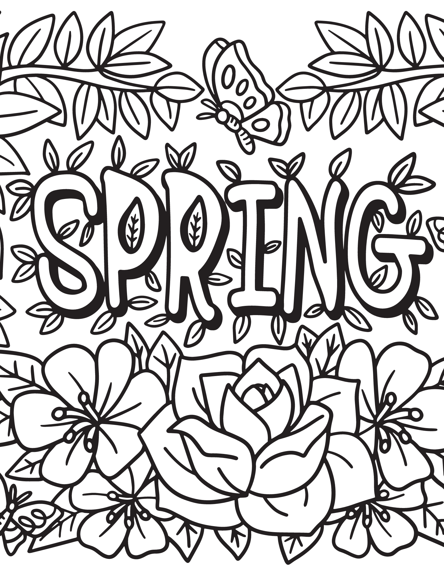 Cute Spring Coloring Pages for Kids and Adults