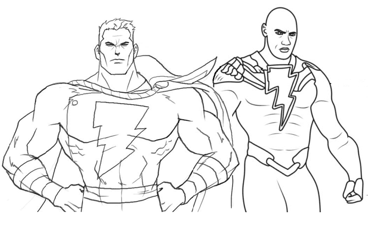 Shazam with Black Adam Coloring Pages - Black Adam Coloring Pages - Coloring  Pages For Kids And Adults