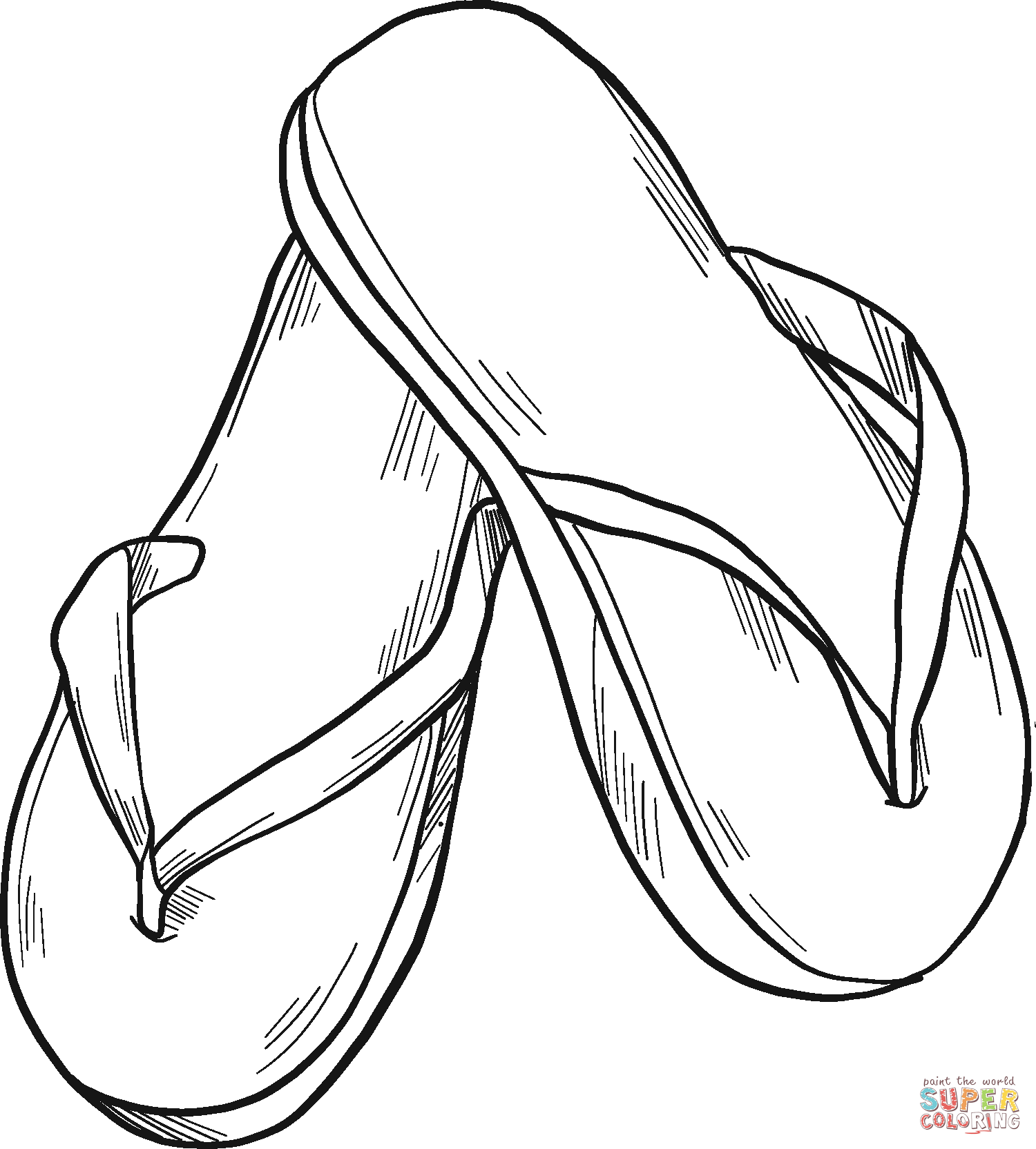 Flip Flops Coloring Page. Free Printable Coloring Page - Coloring Nation