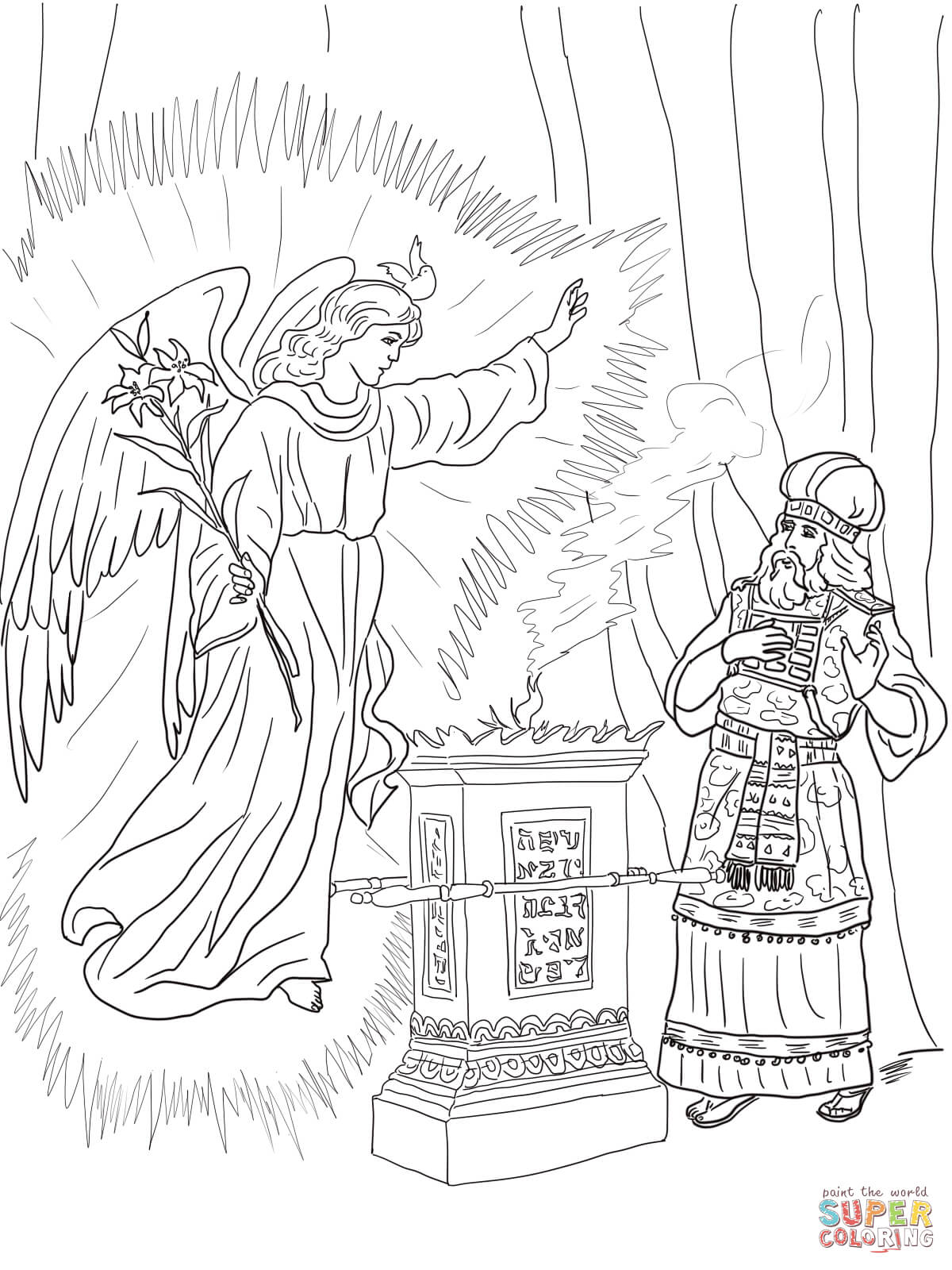 Angel Visits Zechariah coloring page | Free Printable Coloring Pages