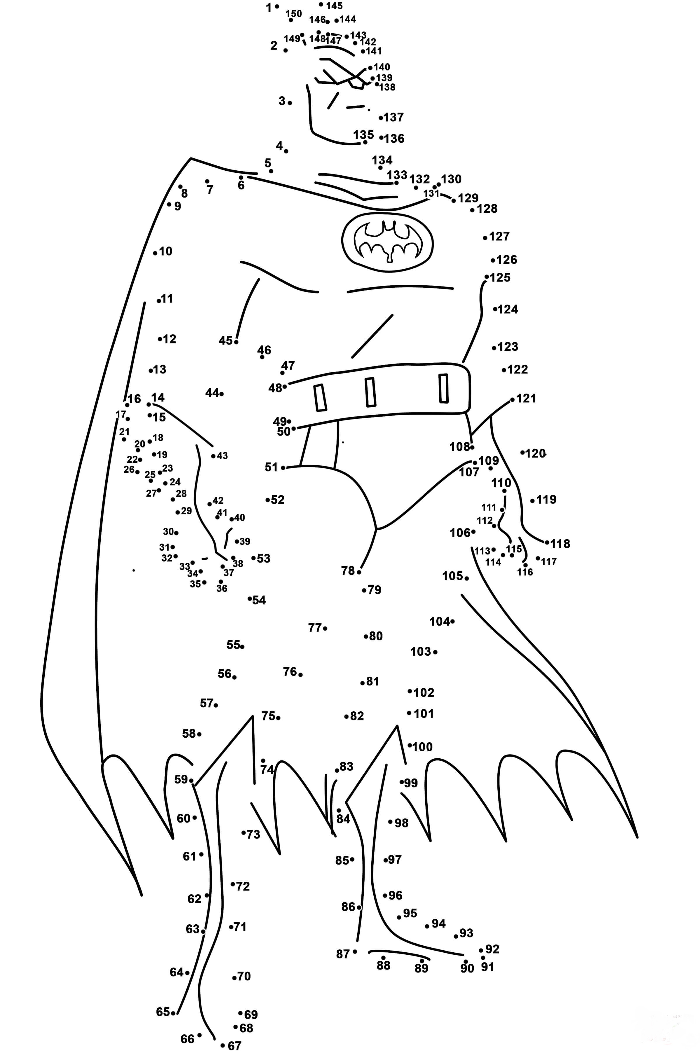 Batman Dot To Dots Coloring Page - Free Printable Coloring Pages ...