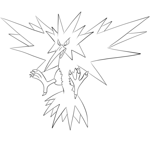 Zapdos coloring page | Free Printable Coloring Pages