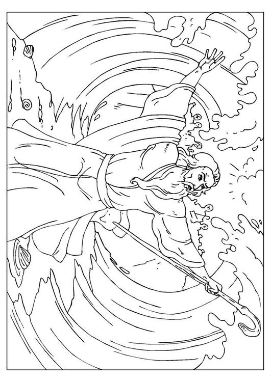 Coloring Page Moses parts the Red Sea - free printable coloring pages - Img  25959