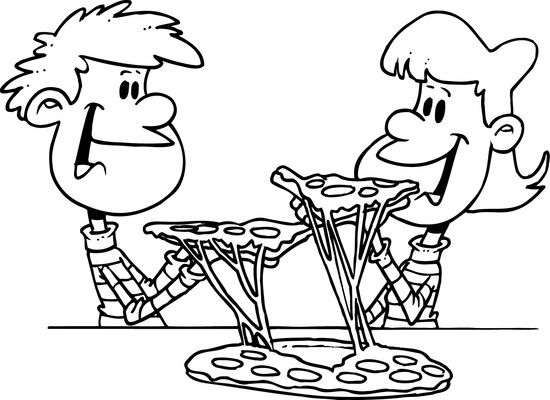 Mobile/eating Pizza Coloring Pages For Kids Sketch Coloring Page