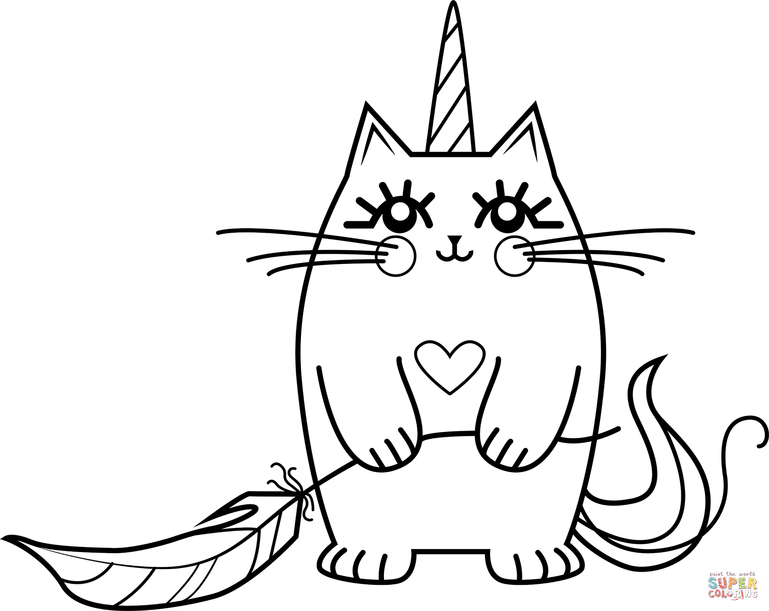 Cat Unicorn coloring page | Free ...