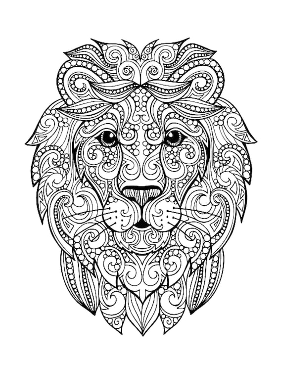 Lion Mandala Coloring Page Color Cat Animals Draw Drawing - Etsy