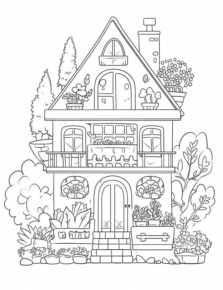 Small House Aesthetic Coloring Page | 8 ...