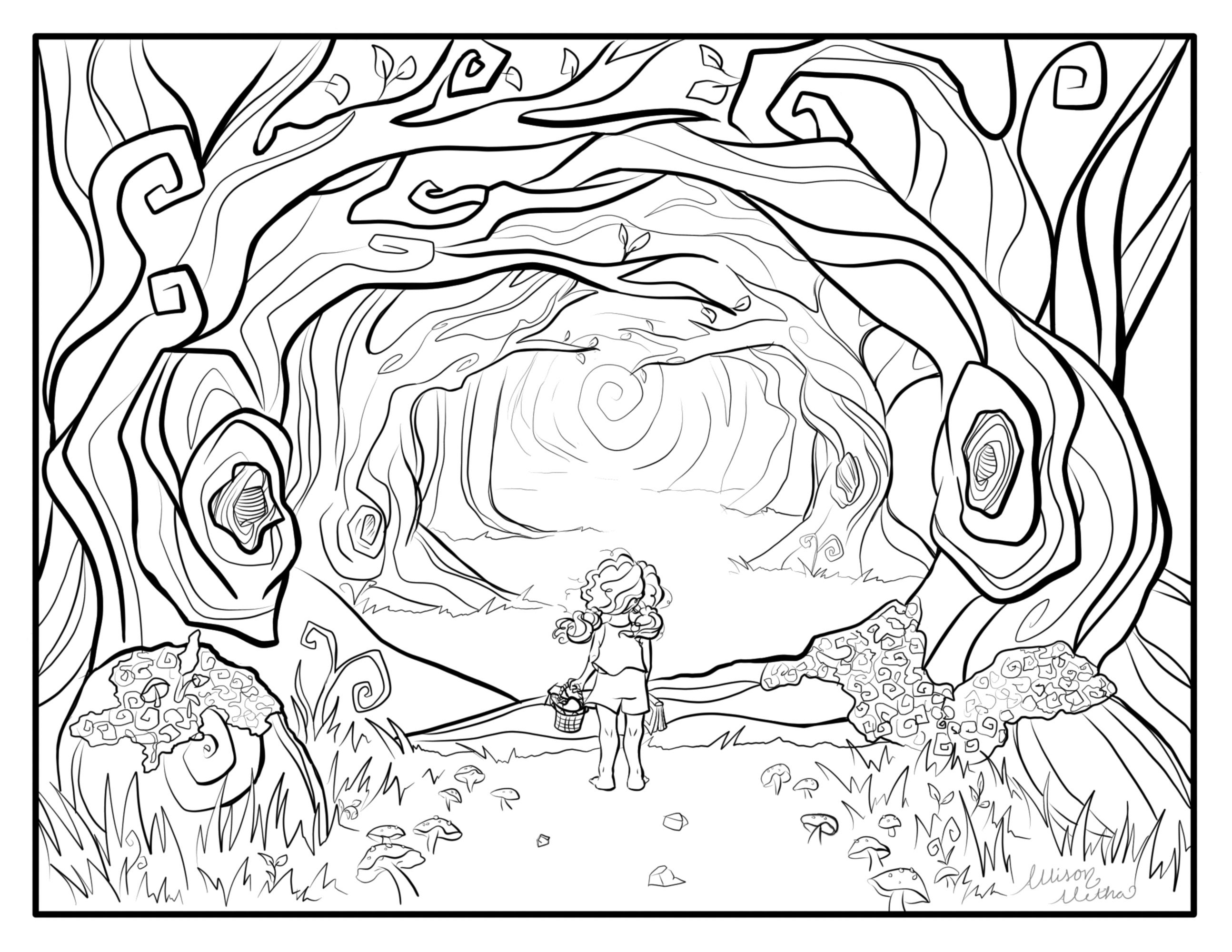 Enchanted Forest Coloring Page 1 ...